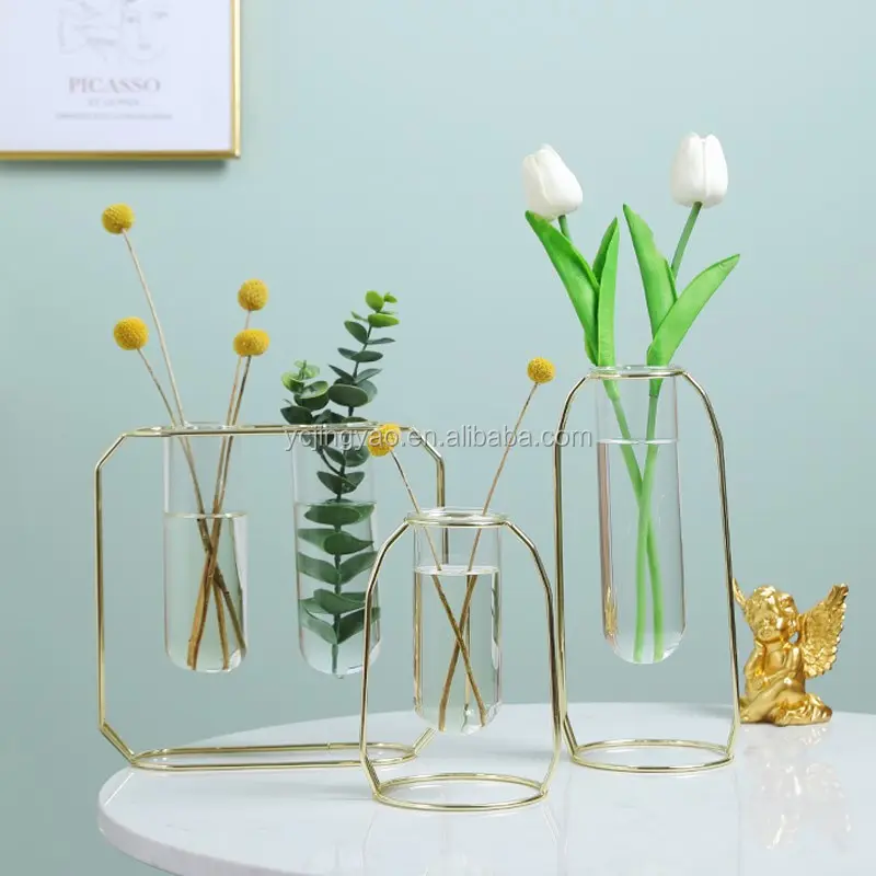 2 Pièce tube à essai vases verre fleurs vases dekovasen avec ossaturés bois