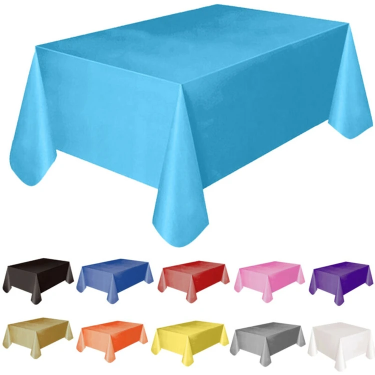 Simple Multi Solid Color Style Plastic Table Cloth Cover Party Wedding