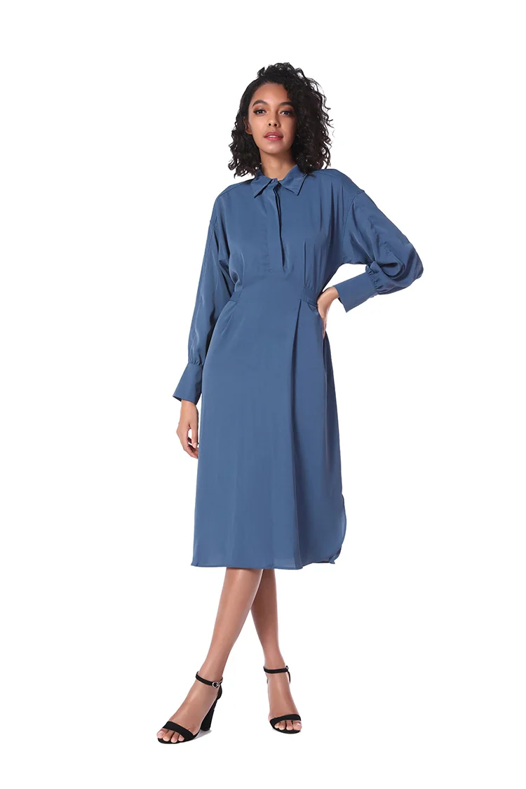 2020 casual lady dress knee-length shirt dress latest muslim