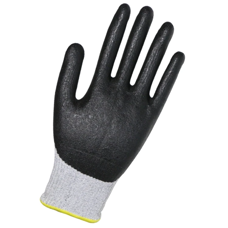
HPPE lunar foam nitrile coating gloves sticky excellent grip for glass industry cut resistant hand work 