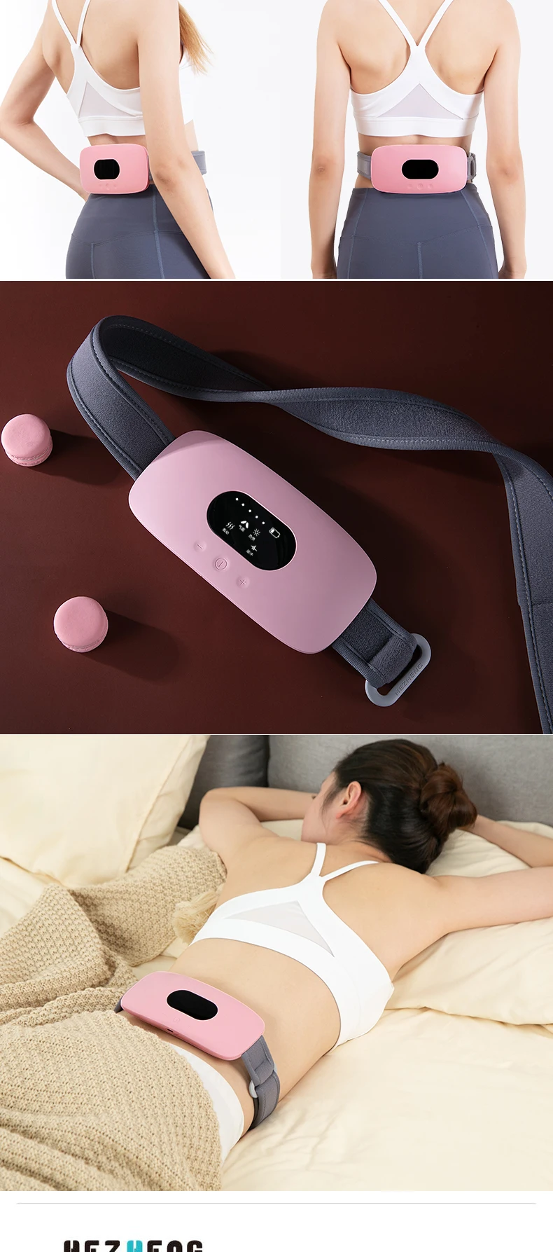 HEZHENG Intelligent Menstrual Pain Relief Device Machine for Woman Abdominal Massage Waist Warm Abdomen Compression Massager