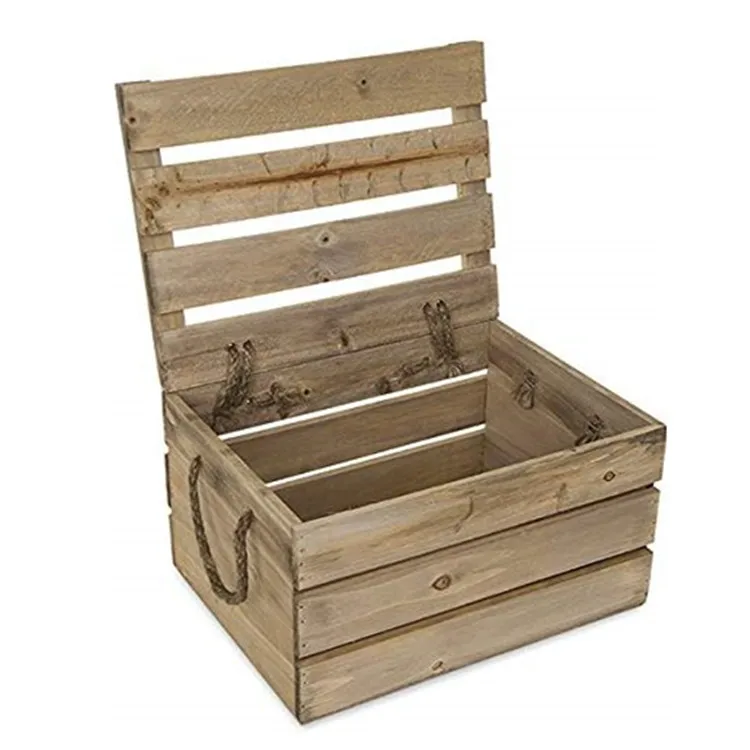 wooden crate box with lid