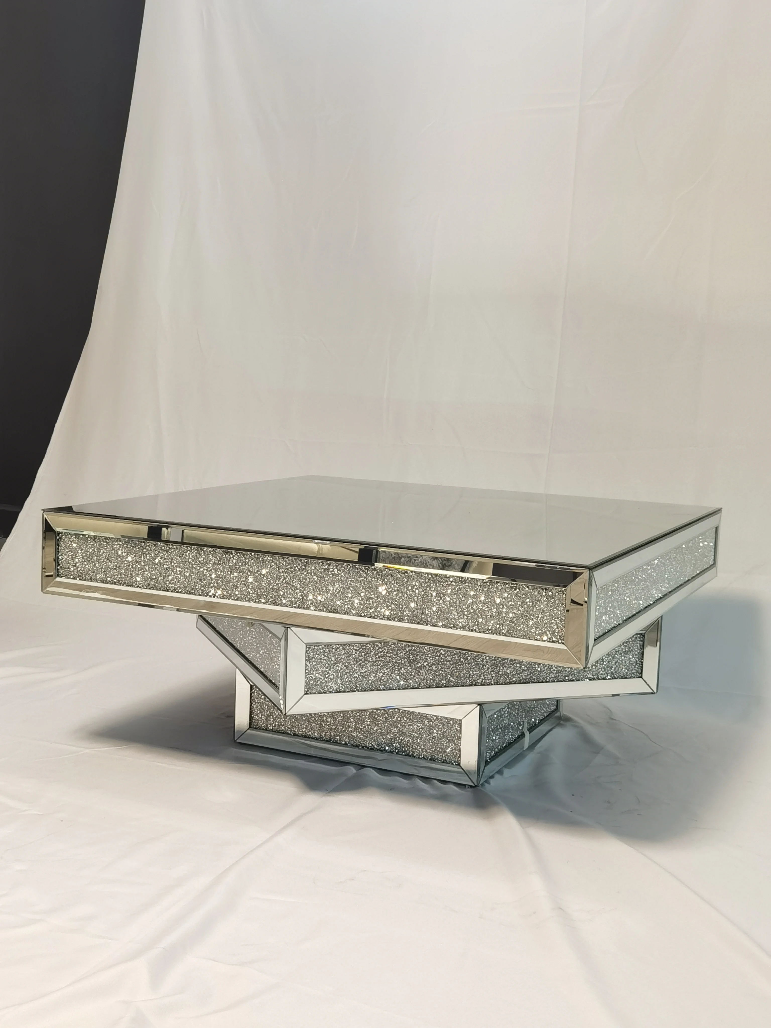 Modern Style Mirror Furniture Coffee Table Crushed Diamond Mdf Glass Buy Cheap Glass Coffee