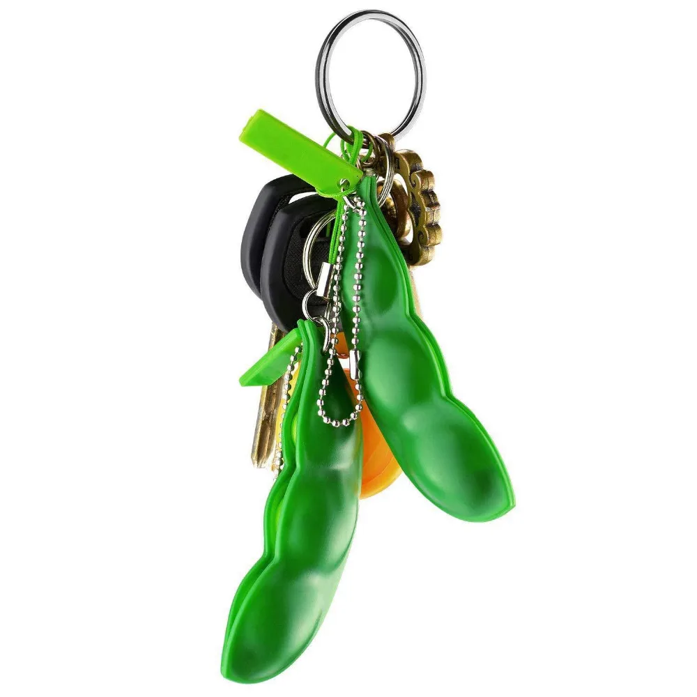Cute Squishy Peas In A Pod Keyring Edamame Keychain SH Bean Fi U3X9 Kawaii L8R5 