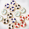 China Suppliers 16MM Life Buoy Enamel Charms Gold Alloy Metal Life Preserver Carved Circular Ring Charms Pendant Jewelry Making