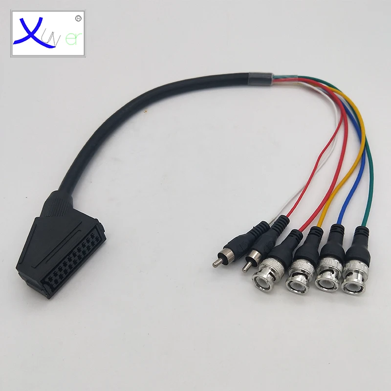Scart Female Plug to 4 BNC 2 RCA Audio Video Cable Composite AV Cable - ANKUX.COM