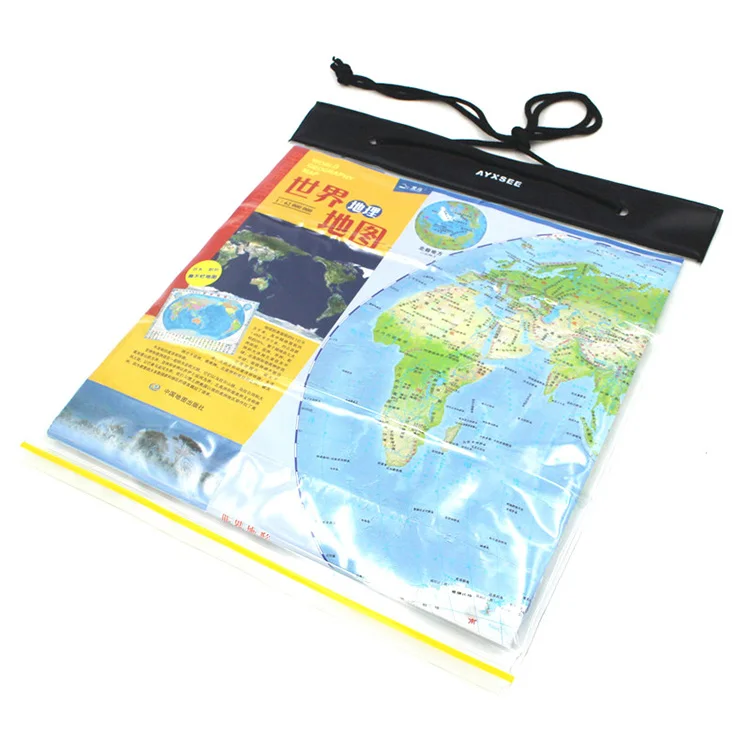 
Outdoor adventure camping transparent PVC large plastic waterproof mobile phone map file beach zipper bag 