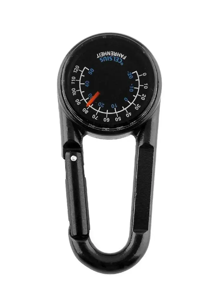 Mini Compass Carabiner Clip 3 In 1 Guiding Thermometer Keyring