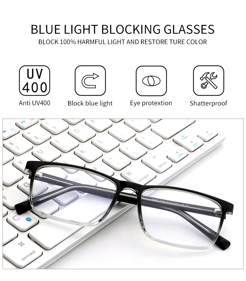Unisex Top Quality Anti Blue Light Glasses Square Frame Bluelight Blocking Glasses Men Supply To Amazon And Online Shop