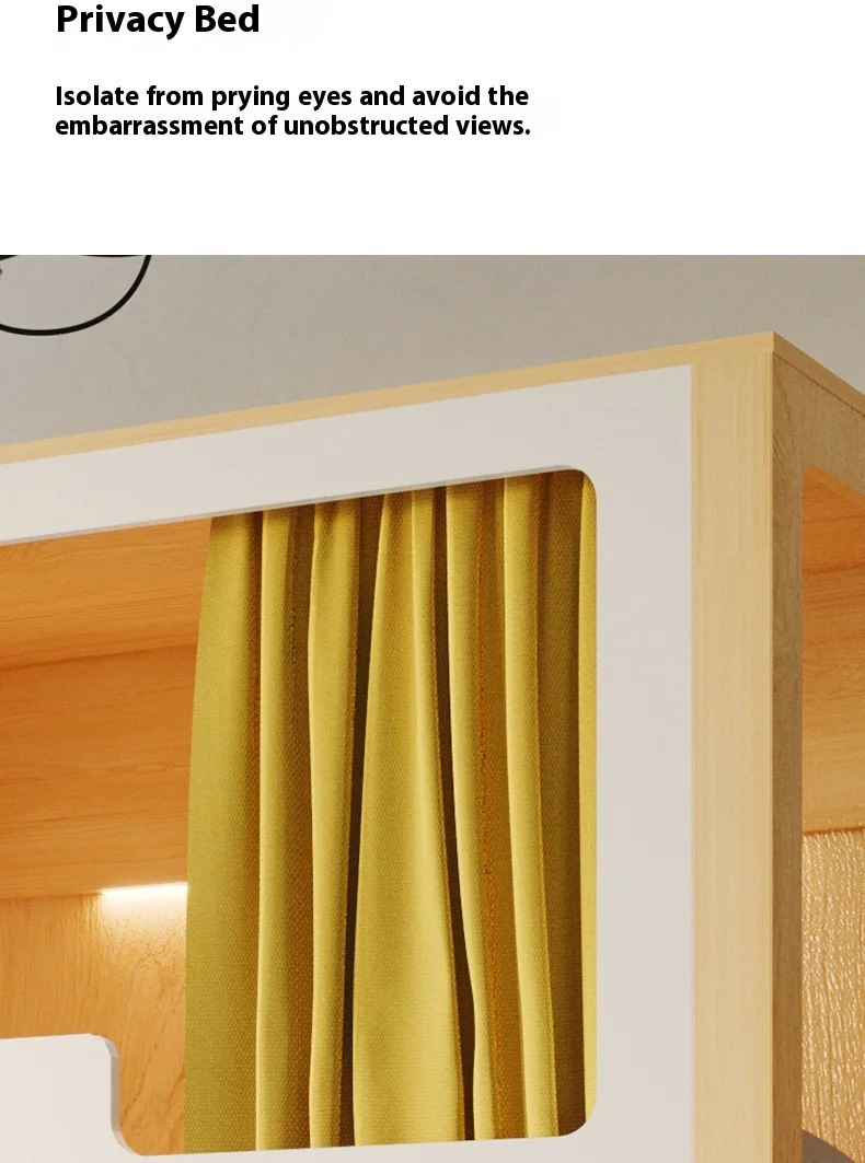 product custom metal material solid wood space capsule bunk bed kids and students apartment dormitory bunk bed with slide-16