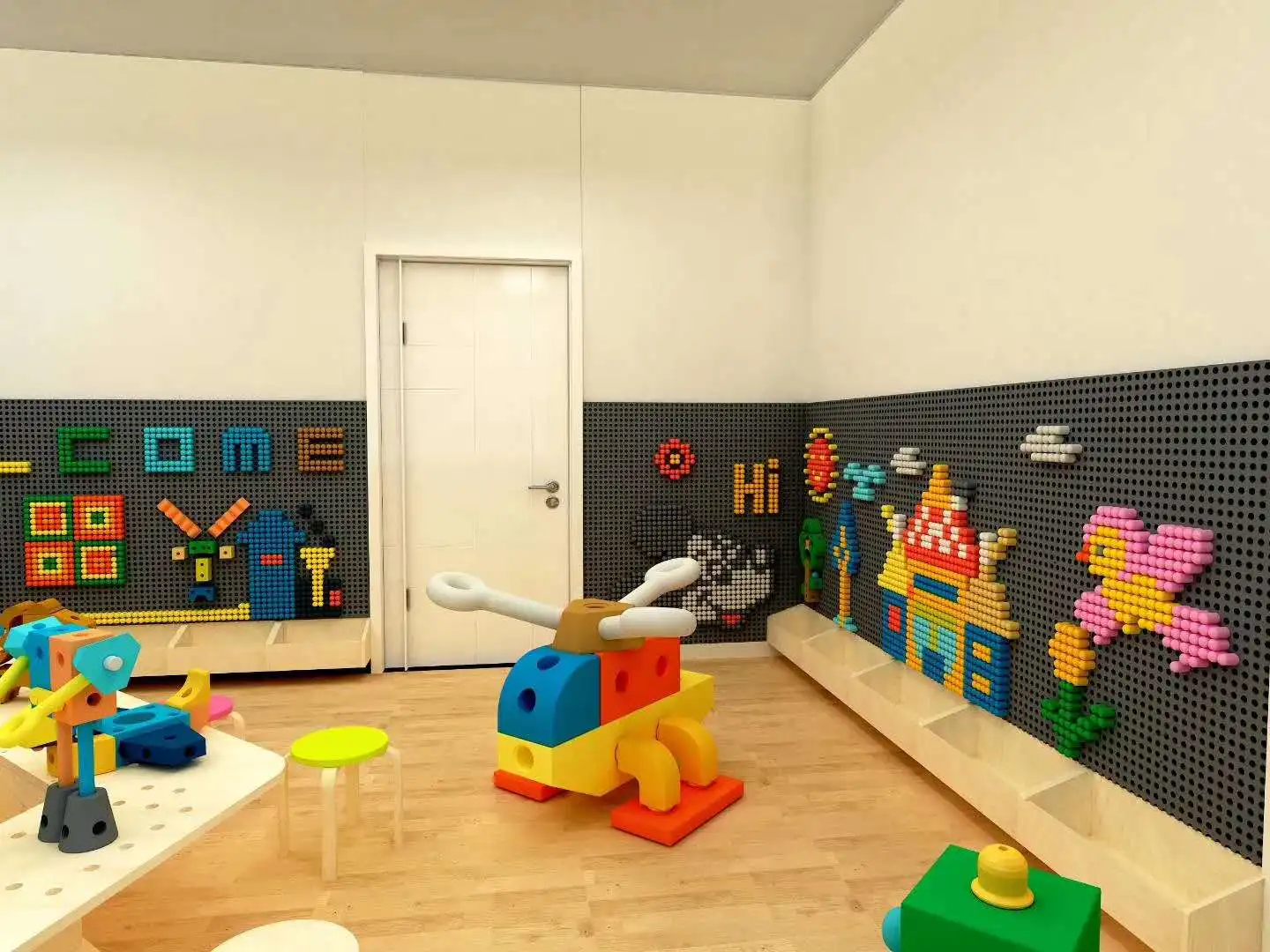 the large granulated block wall on the wall of