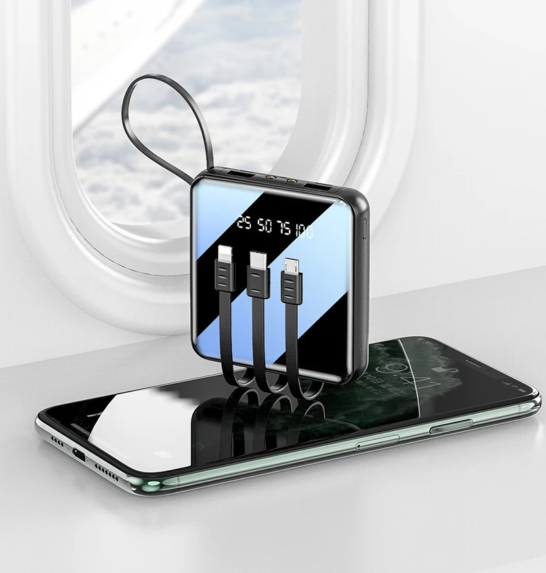 20000mAh Power Bank External Battery Charger Mini Powerbank Built in Cable For Huawei Xiaomi iPhone 11 Samsung S10 S20 Poverbank - ANKUX.COM