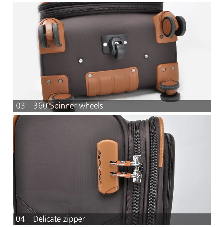 Kongzhongniao Manufacture Factory 4 Wheels Fabric Trolley Luggage Sets