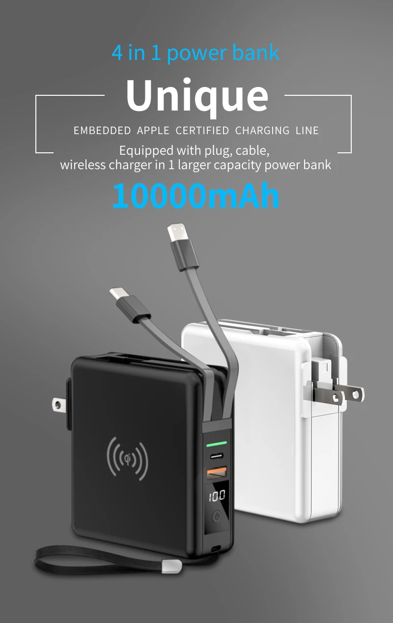 Fold design 3 in 115w fast charge wireless charger stand 10000mah fast charging adapter Wireless Powerbank for all phones RK-C44 - ANKUX.COM