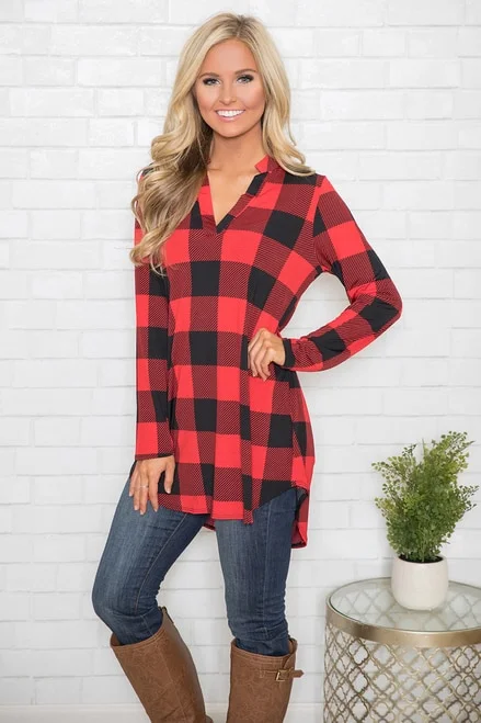 E43 Christmas Buffalo Check Shirts Women Plaid Shirts Ladies Plaid ...