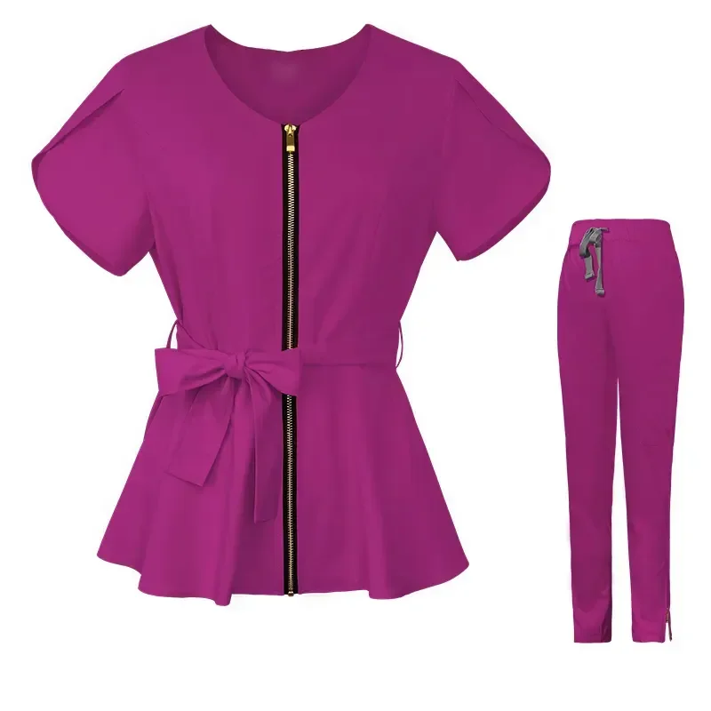 Medical Uniform Women Nursing Scrub Sets Stretch Scrubs Short Sleeve