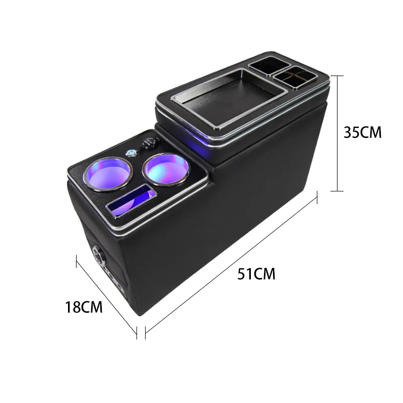 Multifunction Box Console M4 Multifunction Car Armrest Console Box with LED Light for Van ...