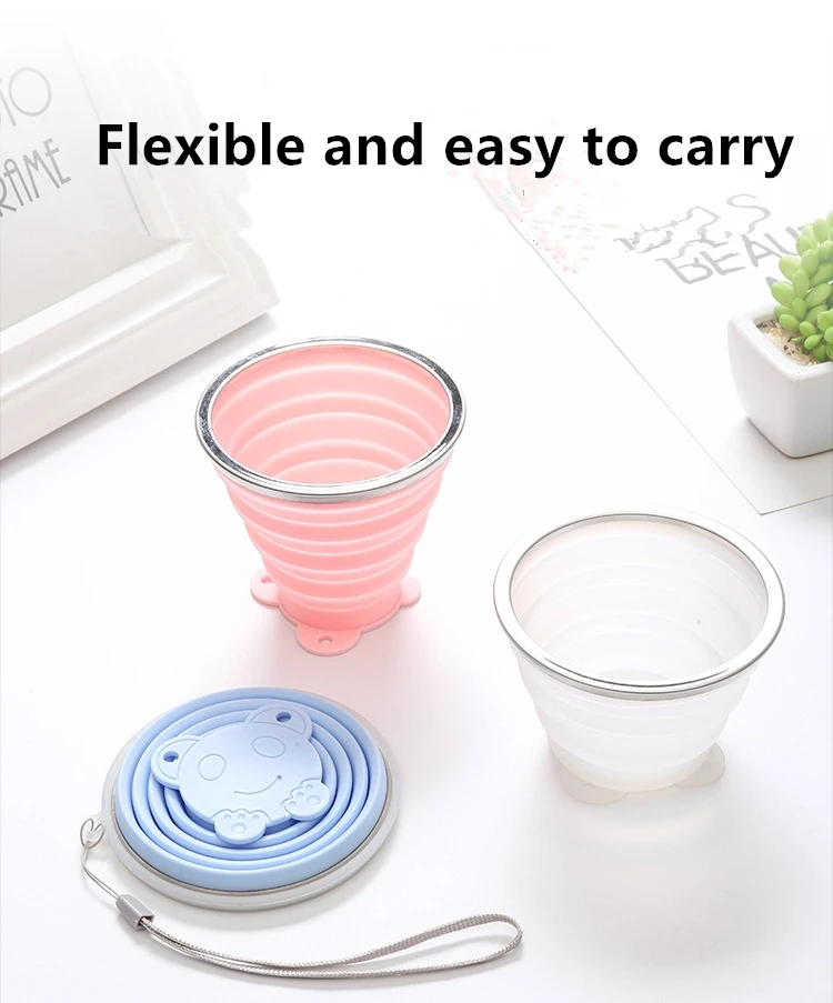 Colorful Silicone Folding Telescopic Travel Collapsible Coffee Cup baby silicone cup