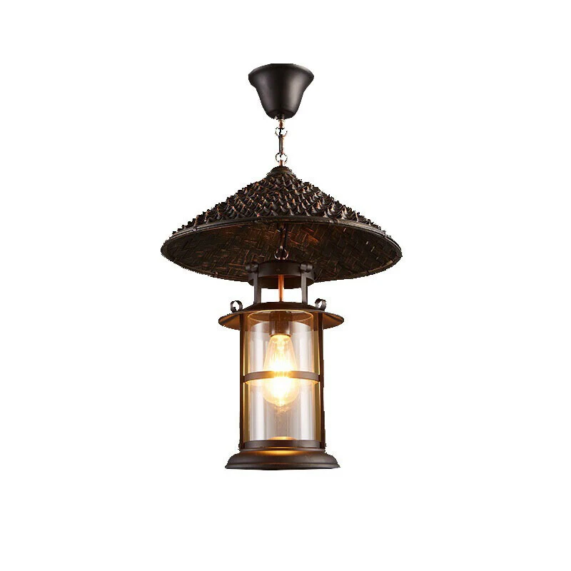 retro loft waterproof glass lamp vintage shade pendant lamp chain hanging light indoor single head outdoor lighting for stair