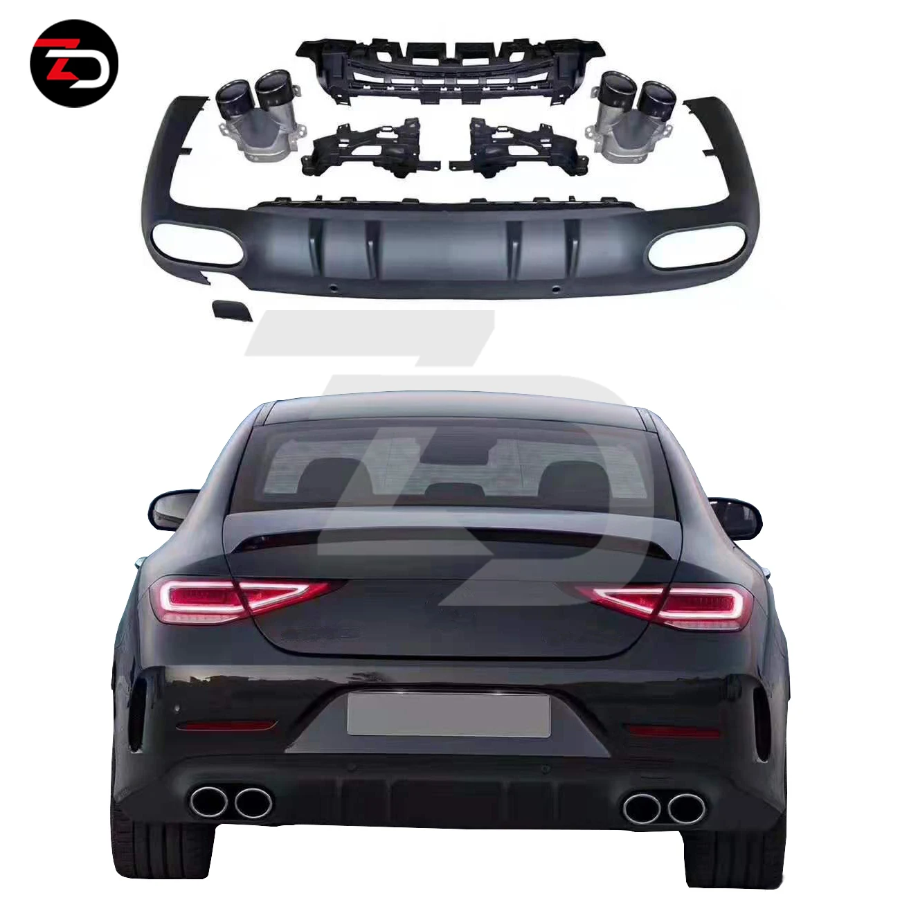 2018 up CLS53 Style Rear Diffuser Exhaust Tips for Mercedes