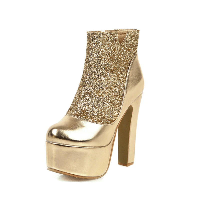 ladies glitter ankle boots