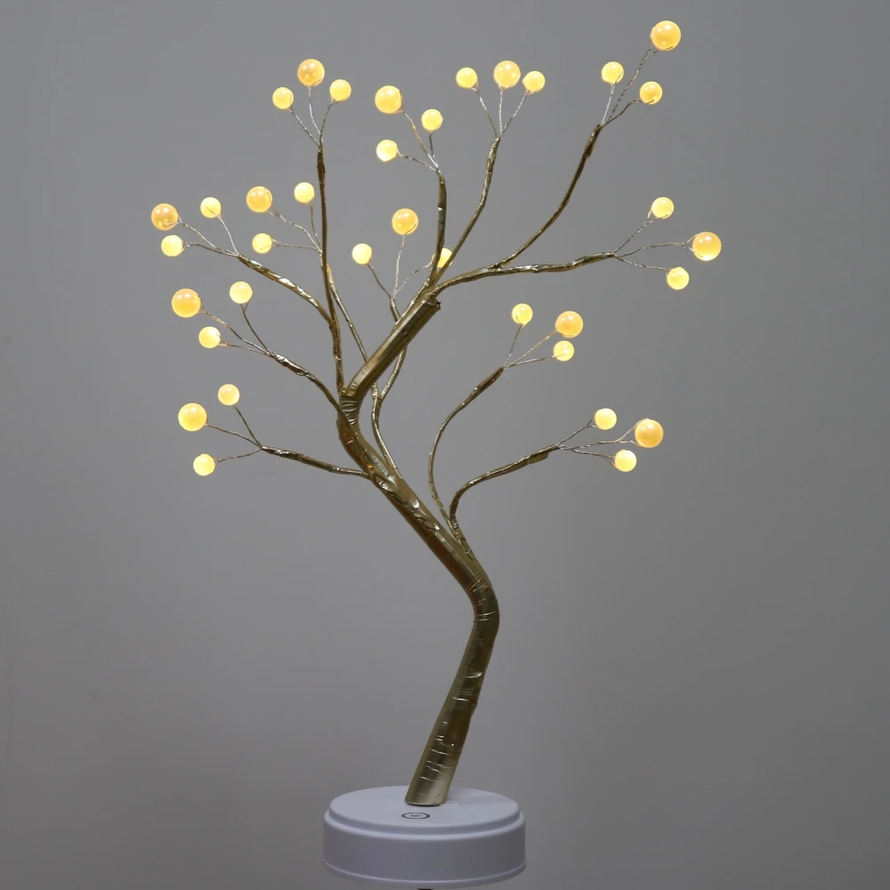 New Arrival Warm White Pearl Tree Shaped Led Touch Soft Night Light For Children Bedroom Decoration