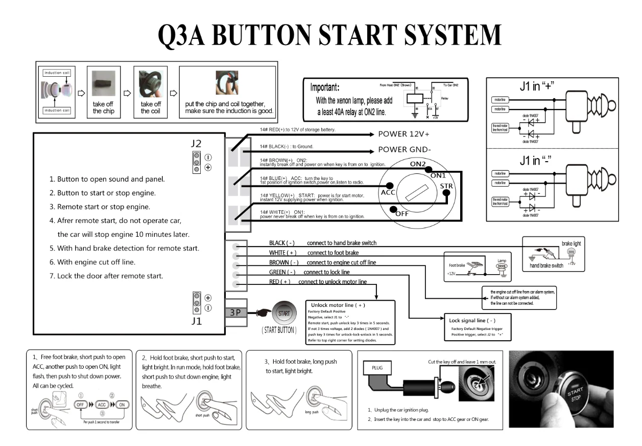 Push Start Stop Engine With Remote Starter Compatible With Car Alarms