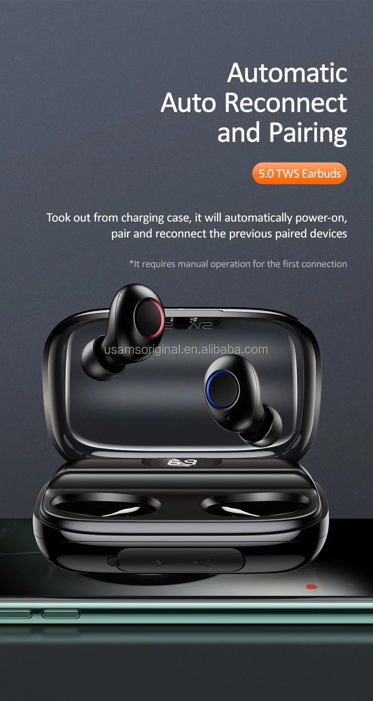 USAMS 2019 Amazon Hot Sell Sport stereo music handsfree TWS True Bluetooth Headphone Earphone Wireless Earbuds - ANKUX.COM