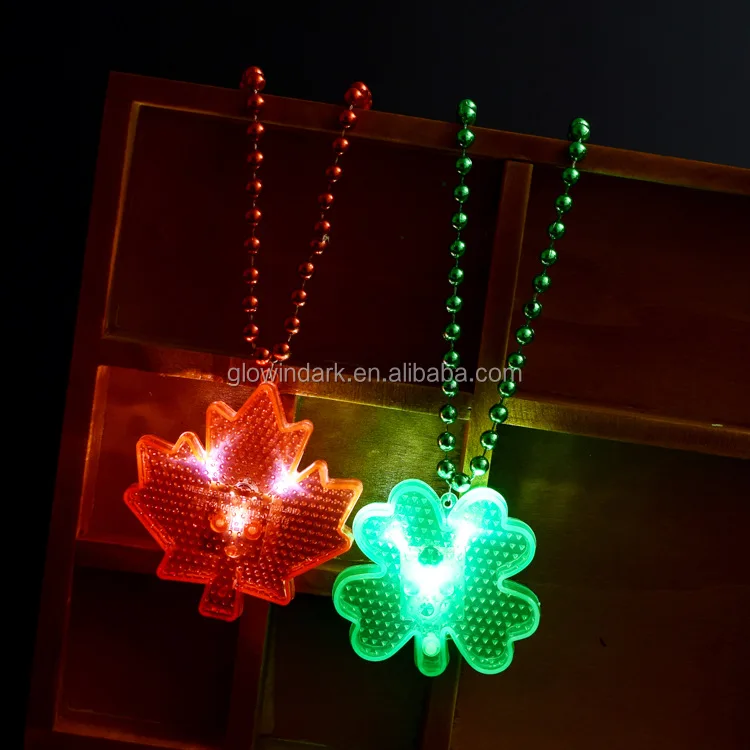 Mardi Gras Beads Led Flashing Necklace Glow In Dark Light Up Shamrock Necklace Maple Leaf Star 