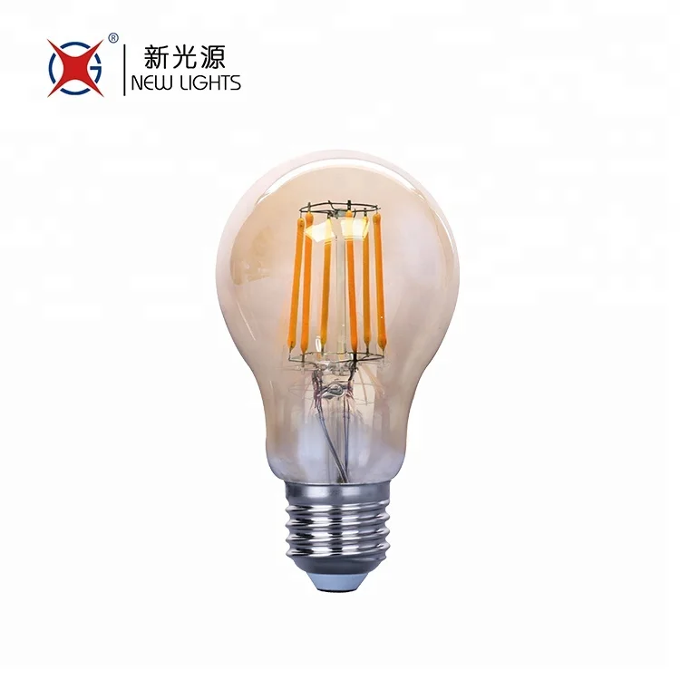 Hot Selling Best Price A60 8 Watts E27 Amber Vintage Edison Led Tube Light Bulb Filament