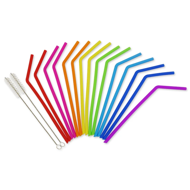 Reusable Silicone Straws Packs Of 8 Drinking Straws With Cleaning Brush