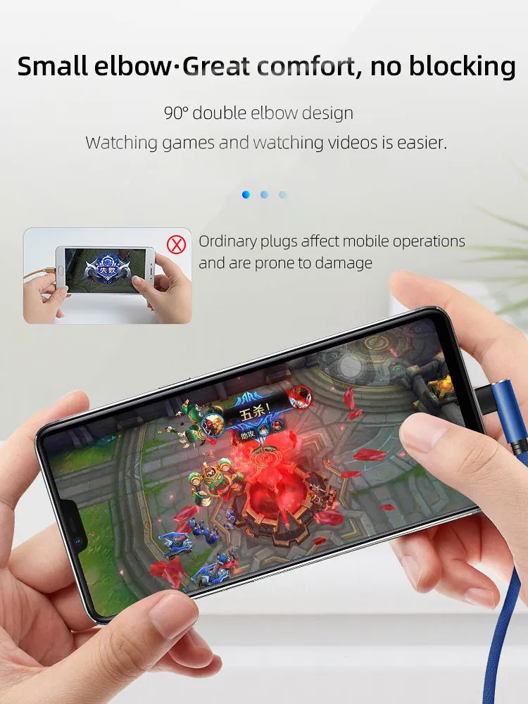 Hotsale 90 degree left angle 1 2 3 meter micro usb cable android right angle magnetic mobile charging cabo data usb cable micro