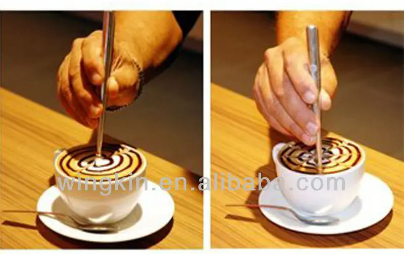 Hemoton 5 Pcs Café Latte Art Pen de Acero Inoxidable Decoración de Café Barista Pen Pencil Coffee Art Maker Cuchara de Dibujo Culinario para Platos Decorativos de Espresso Cake Coffee 