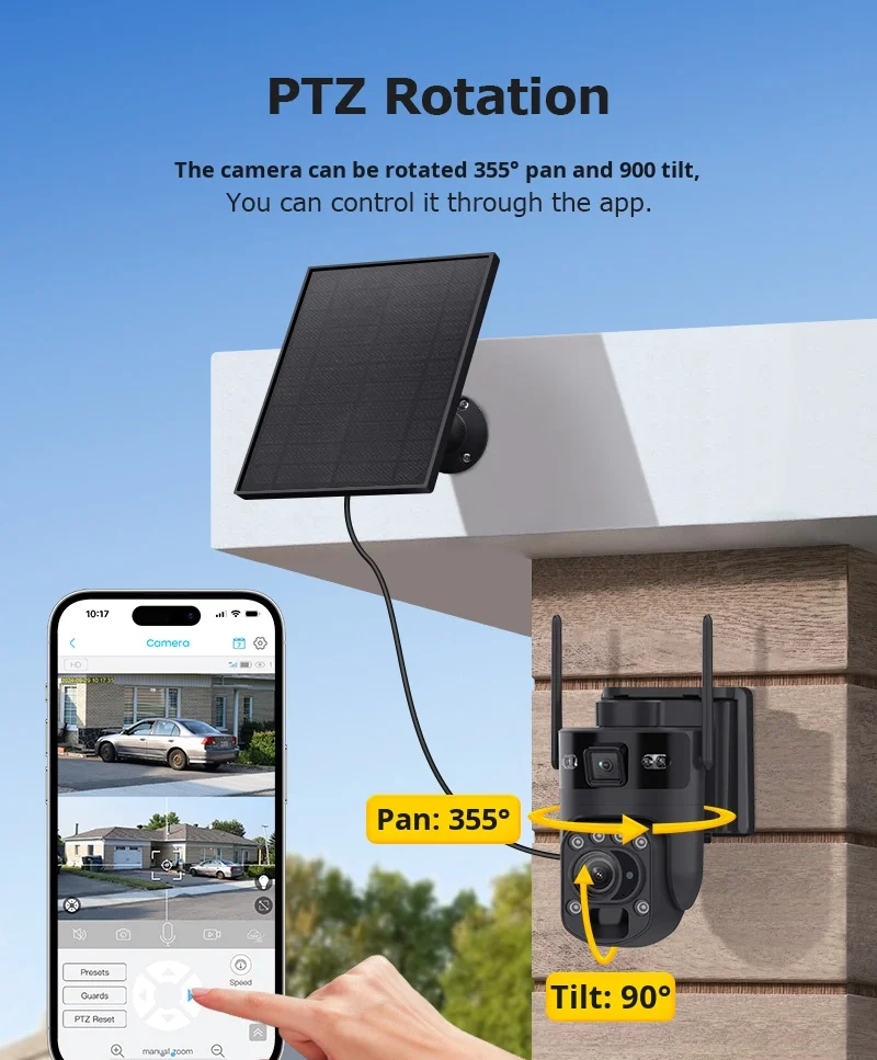 批发6MP双镜头户外高清子弹摄像机20x光学变焦4g太阳能夜视CMOS云
