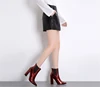 New Pointed Occident Women's Booties Thick with High Heels Short Tube Martin Boots Zipper