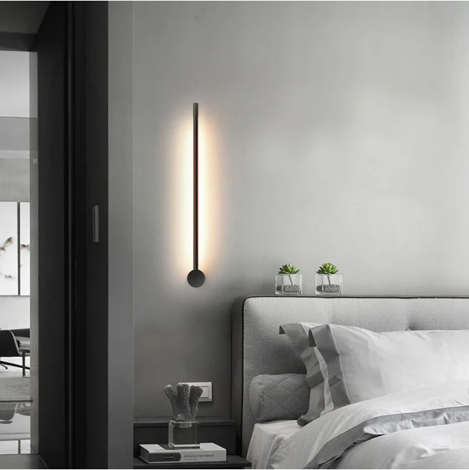 Modern black small minimalist Led bed light living room decorative indoor wall lamp