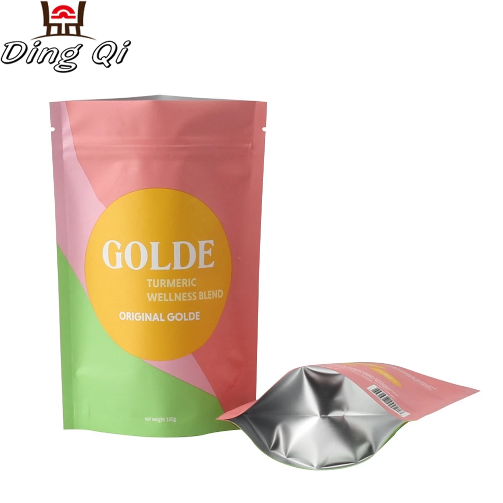 Colorful printed wholesale moisture proof stand up zip lock food bag for tea and powder