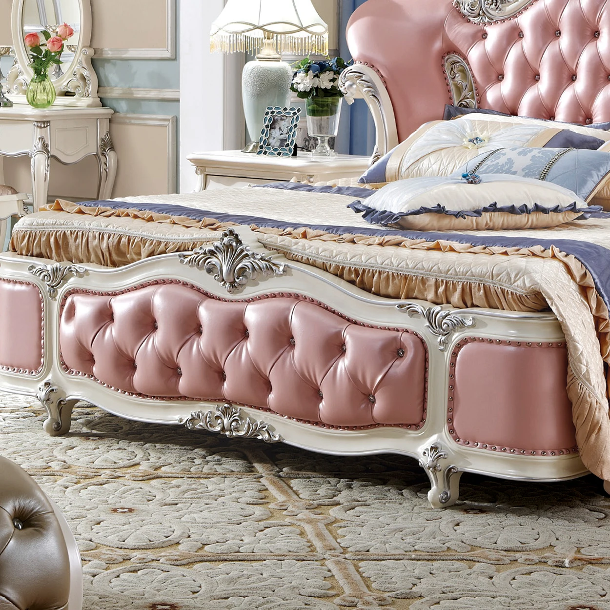 高品质的豪华风格粉色女孩床公主设计为女孩夫人婚礼婚姻