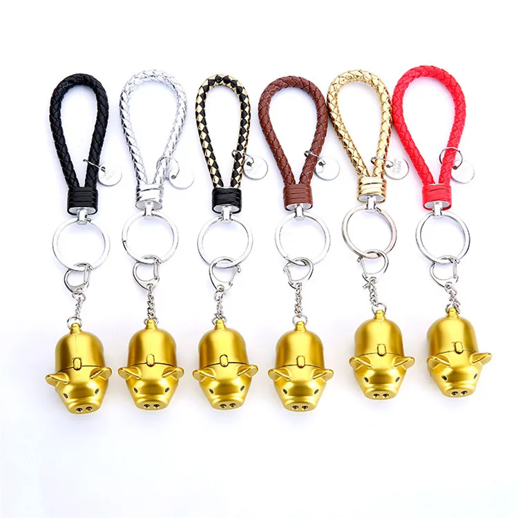 
Leye Custom Cute Promotional Souvenir Gold Pig Metal Alloy Keychains With Light 