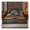 1.8X2m oak solid wood bed frame inner with high density sponge modern genuine leather bed luxury bedroom furniture