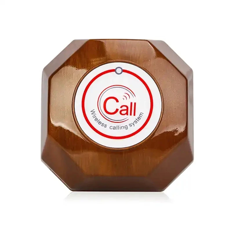 Wireless table bell system with acrylic menu board and call button integrated into tabletop