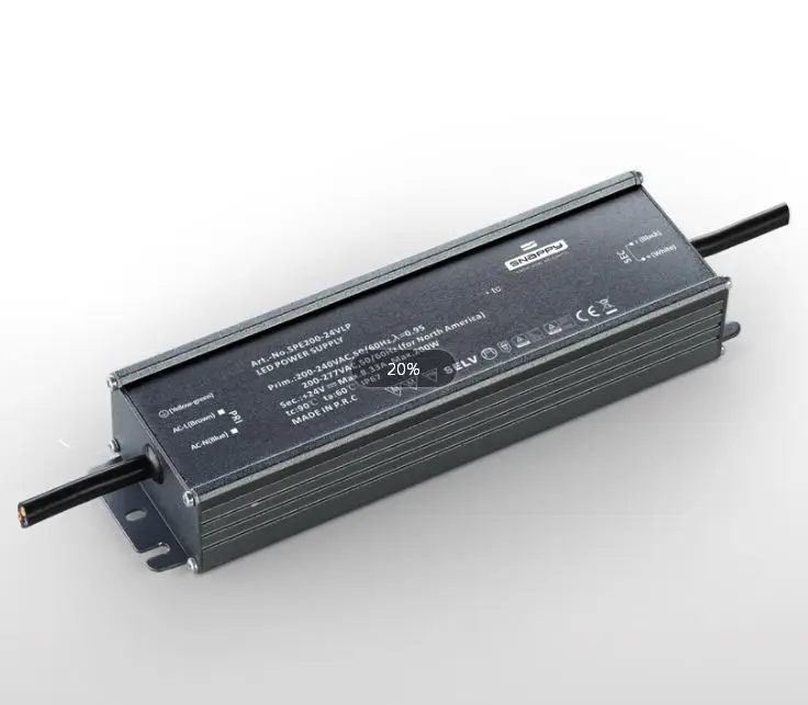 SPE200-24VLP RTS SNAPPY IP67 waterproof 200-277VAC 50/60Hz output 200W 24V outdoor LED driver for billboard and light box