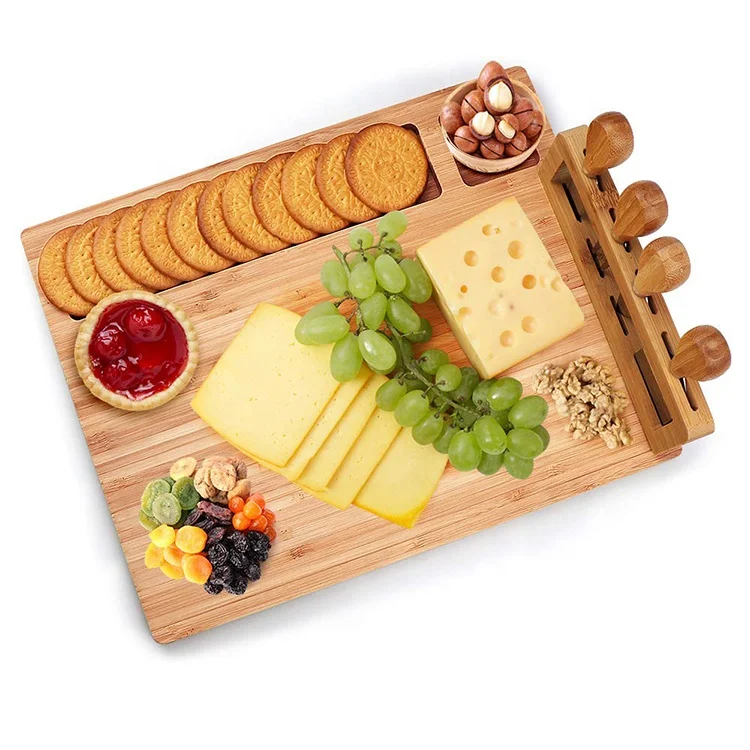 Venta al por mayor tabla de quesos de madera con cuchillos-Compre