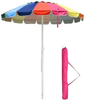 6 Ft Metal Rainbow Beach Patio Umbrella 16 Rib Tilt Market Table Umbrella Outdoor Sunshade Cover Sand Anchor Buy Berjemur Payung Untuk Pantai 420d Nilon Payung Pantai Payung Pantai Tugas Berat Product