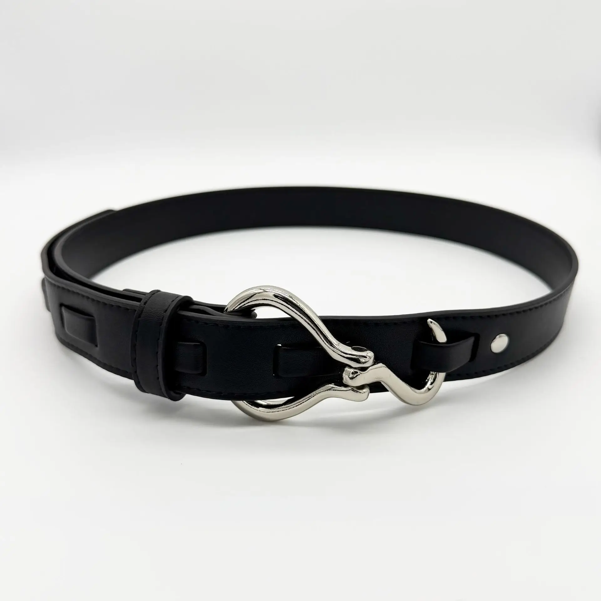 2026 New Fashion Design Women's With No-Hole Hook Solid Alloy Buckle, Heavy-Duty Versatile Jeans Belt_voghion.com