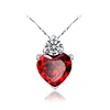 925 sterling silver red heart ruby crystal stone zircon pave pendant for women