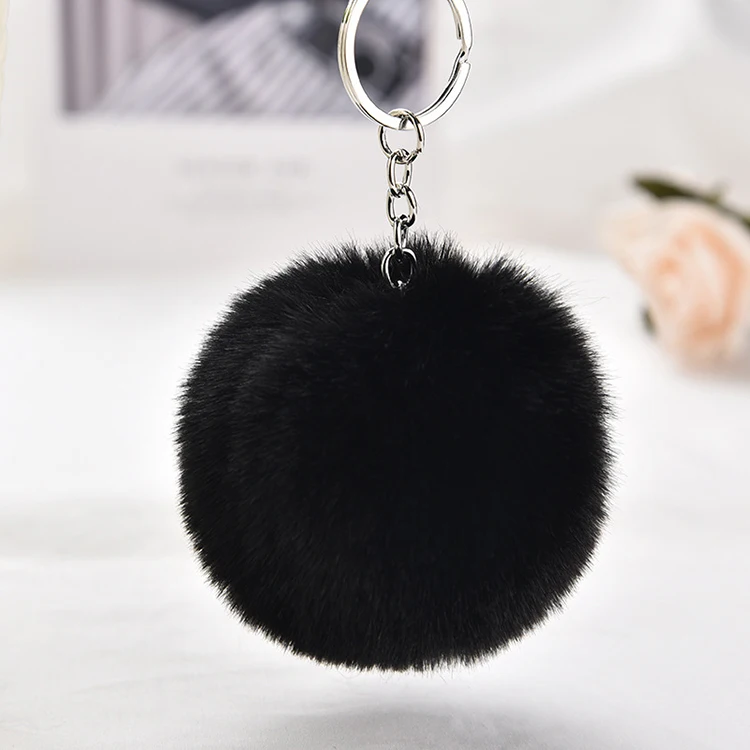 Wholesale Fox Fur Ball Keyring Pom Pom Keychain For bags pendant