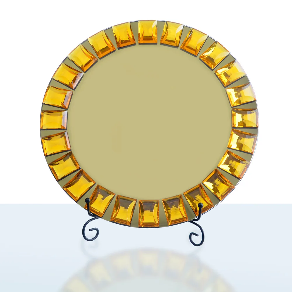 Crystal Diamond Wedding Glass Mirror Charger Plates Wholesale Buy