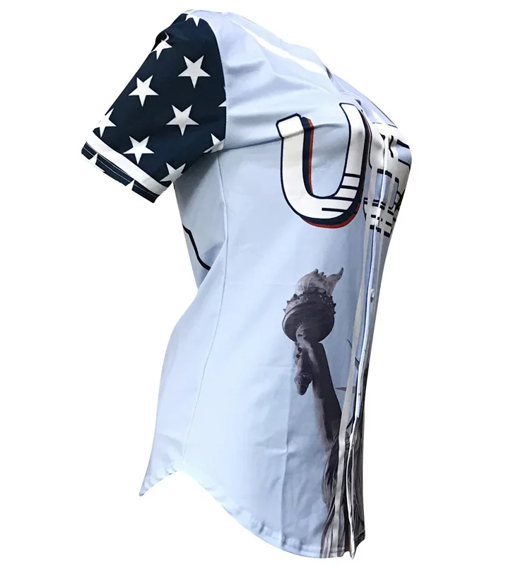 Hot sell Statue of Liberty Characteristic positioning printing Independence Day printed short sleeve women blouse