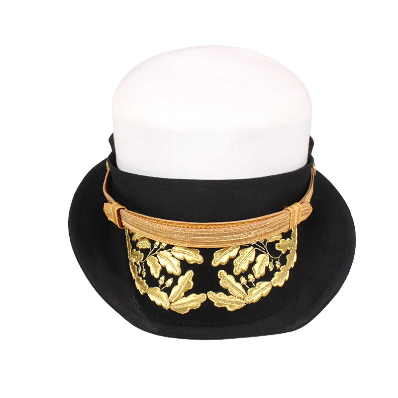 高品质定制军装女军官圆顶硬礼帽的刺绣图案